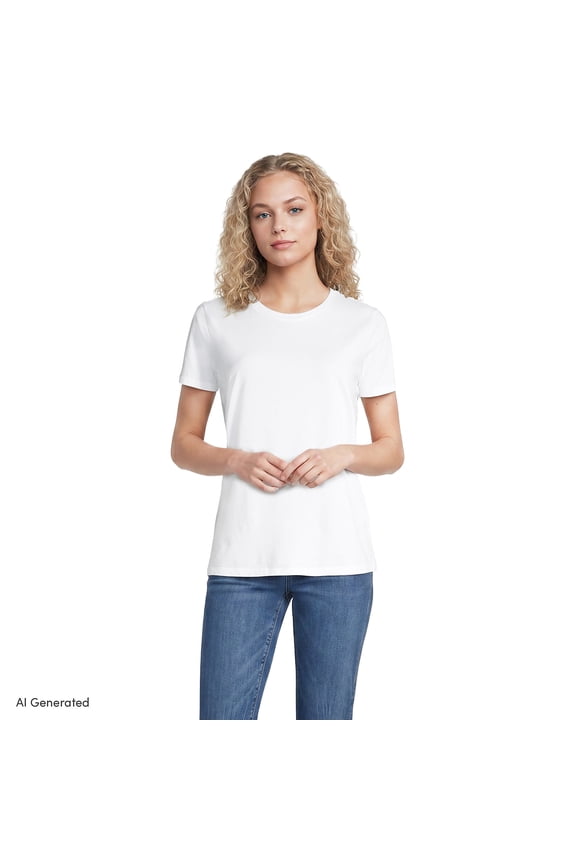 Women's Petite Relaxed Supima Cotton Crew Neck T-Shirt