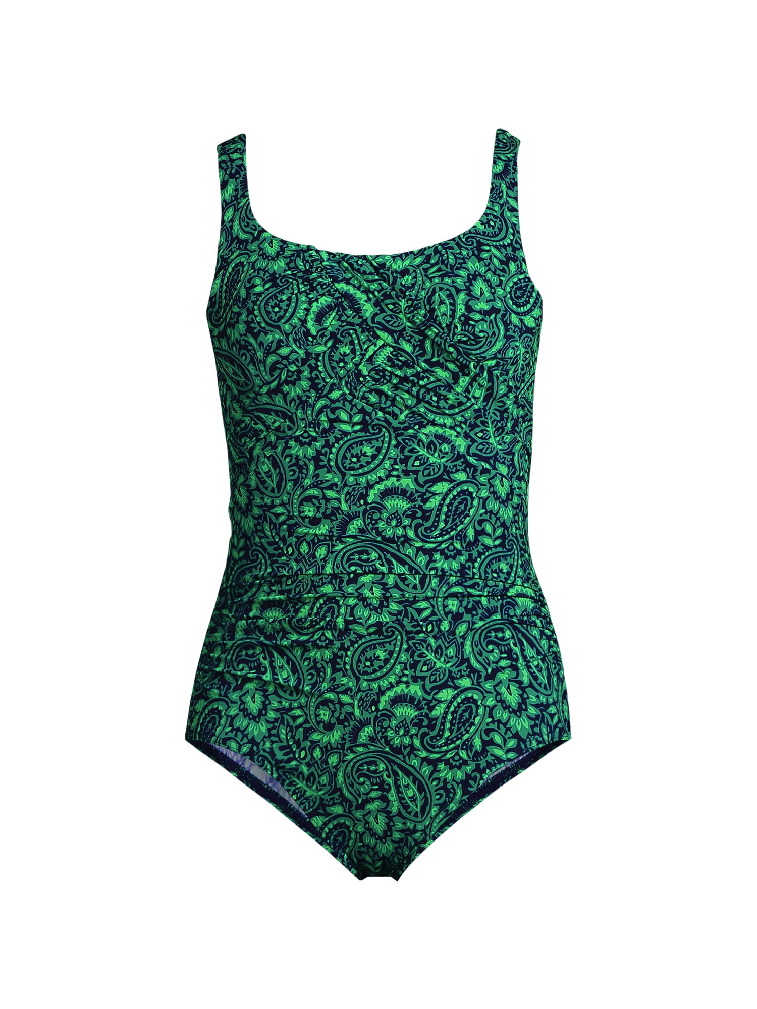 Lands End Women s SlenderSuit Carmela Tummy Control Scoop Neck One Piece Swimsuit Walmart