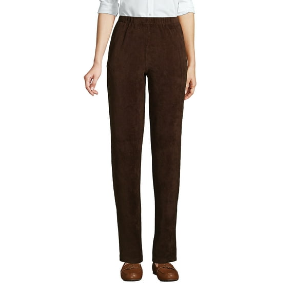 Lands' End Women's Petite Sport Knit High Rise Corduroy Elastic Waist Pants