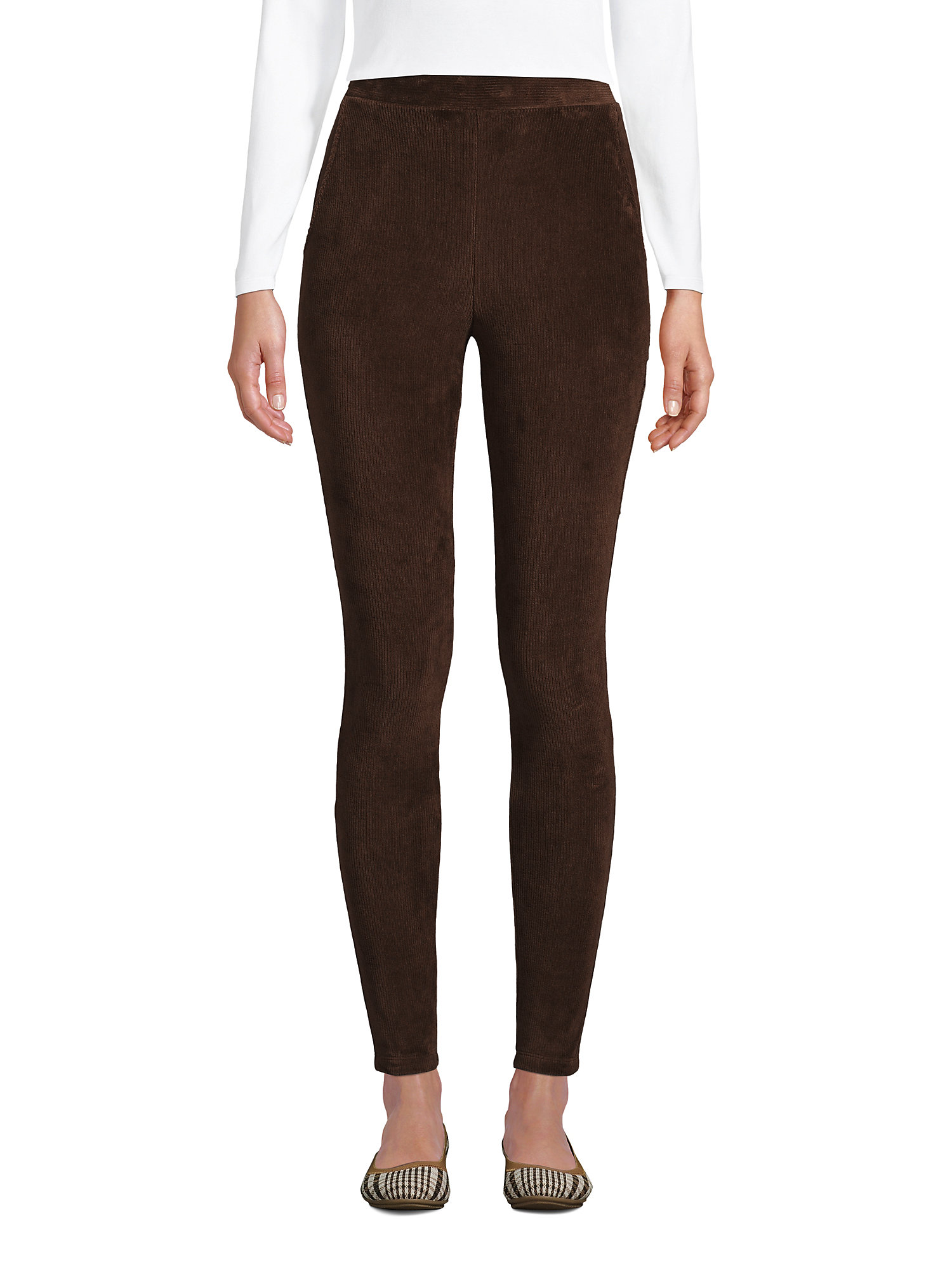 Lands' End Women's Petite Sport Knit High Rise Corduroy Leggings