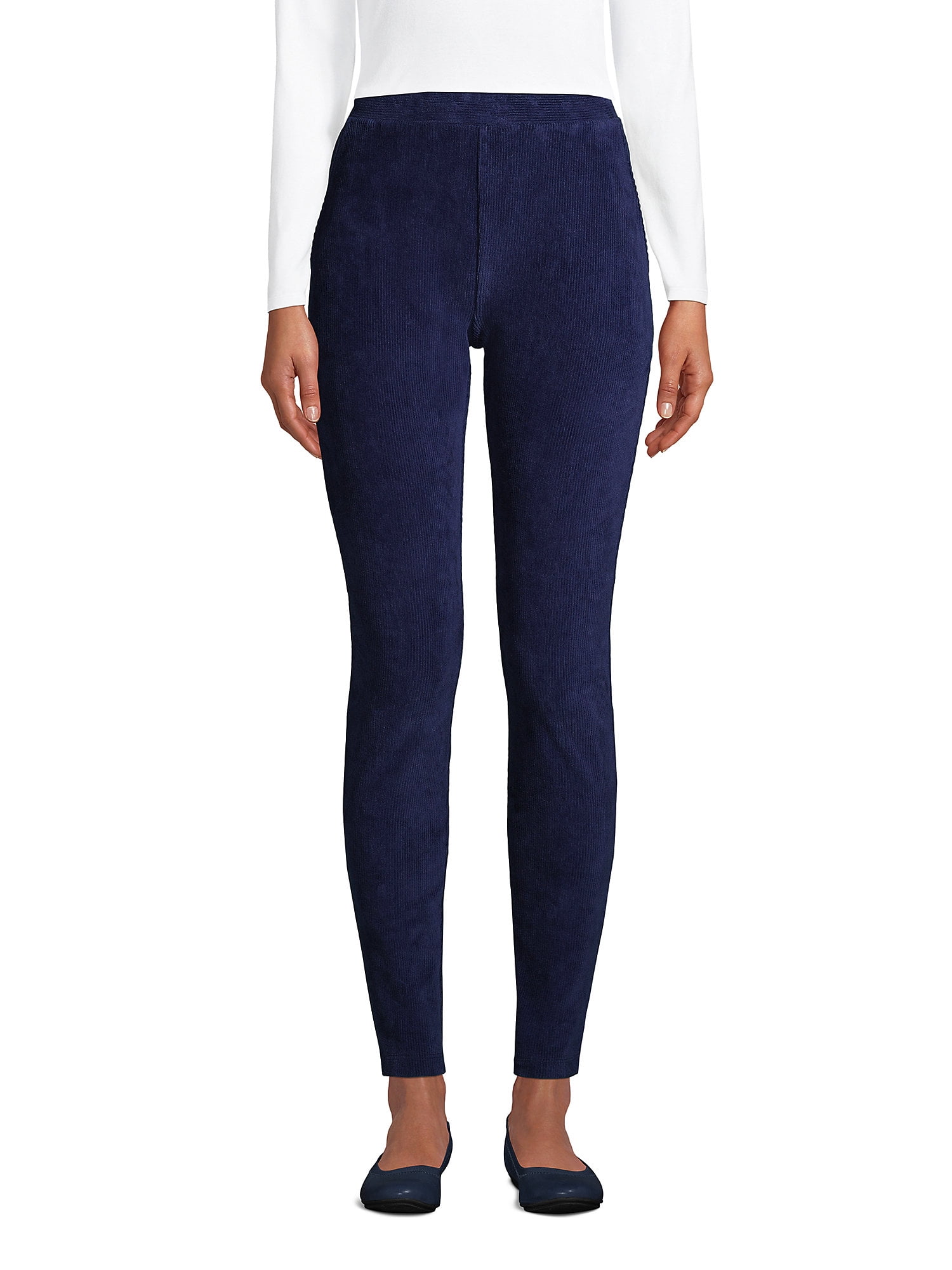 Lands' End Women's Petite Sport Knit High Rise Corduroy Leggings