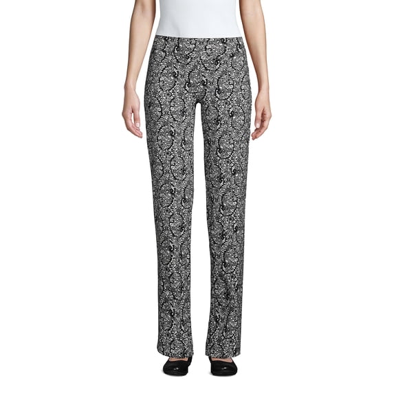 Lands' End Women's Petite Starfish Mid Rise Straight Leg Elastic Waist Pull On Pants