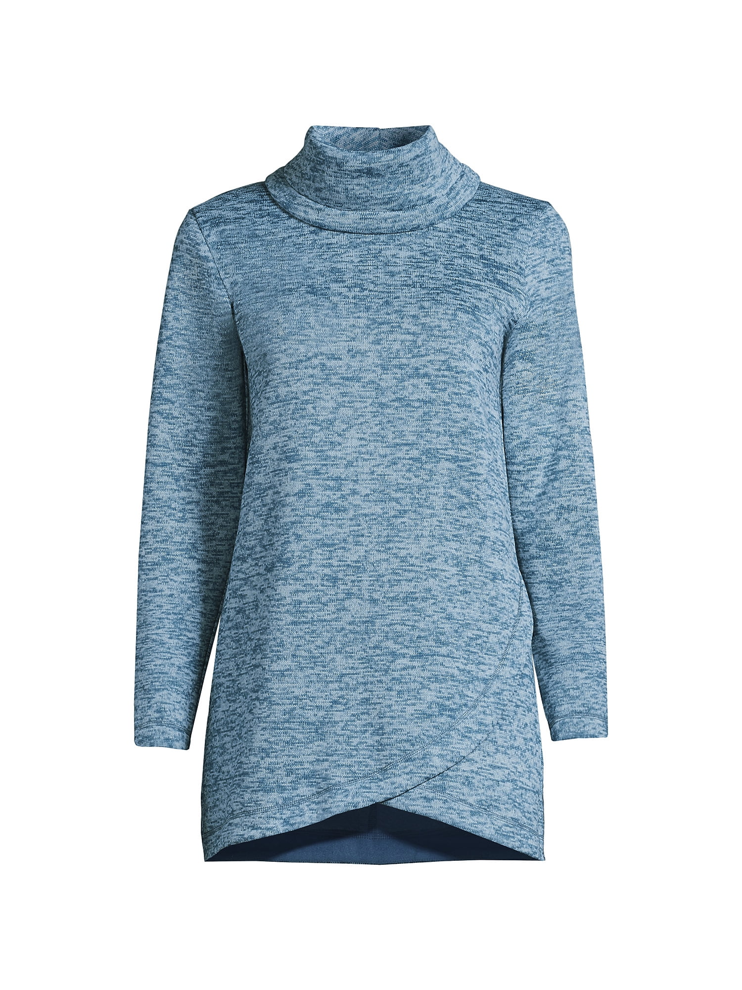 Lands' End Women's Petite Sweater Fleece Tunic Cowl Neck Pullover