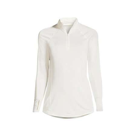 Lands' End Women's Petite Thermaskin Heat Long Sleeve Quarter Zip Long Underwear Thermal Baselayer Top