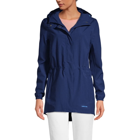 Lands' End Women's Petite Waterproof Hooded Packable Raincoat