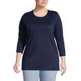 thumbnail image 1 of Lands' End Women's 3/4 Sleeve American-Grown Supima Cotton Crewneck Tunic, 1 of 5