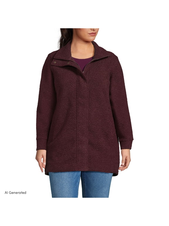 Women's Plus Size Boucle Fleece Coat