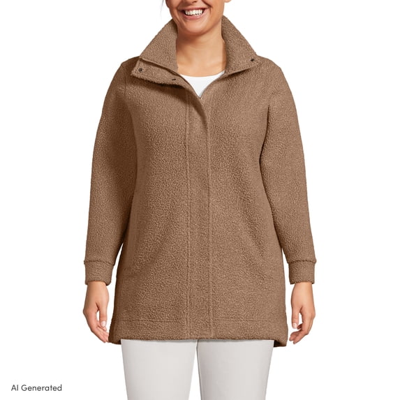Lands' End Women's Plus Size Boucle Fleece Coat