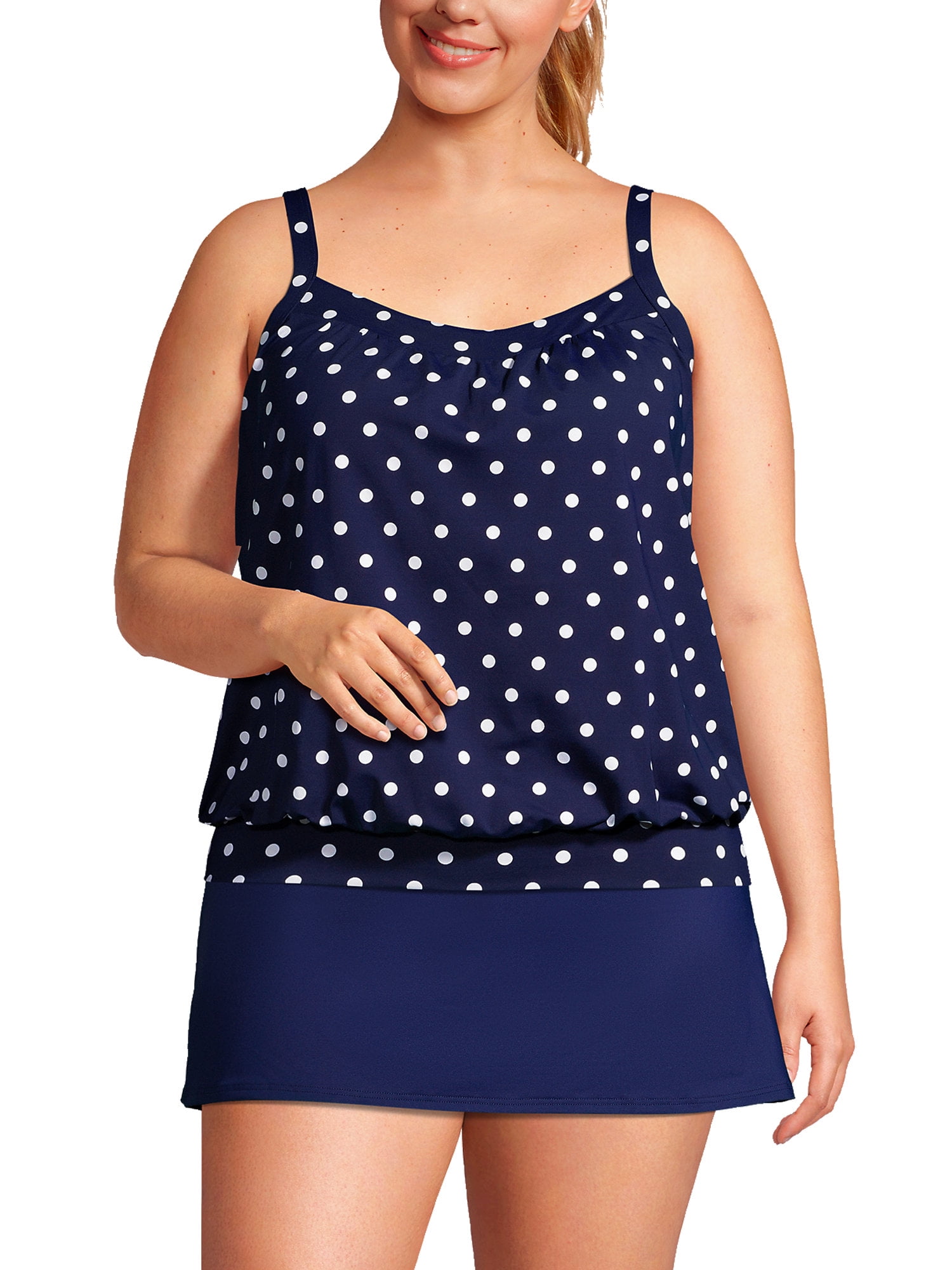 Lands' End Women's Plus Size Chlorine Resistant Blouson Tankini