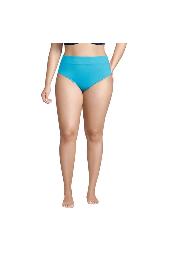 Women's Plus Size Chlorine Resistant High Leg High Waisted Bikini Swim Bottoms