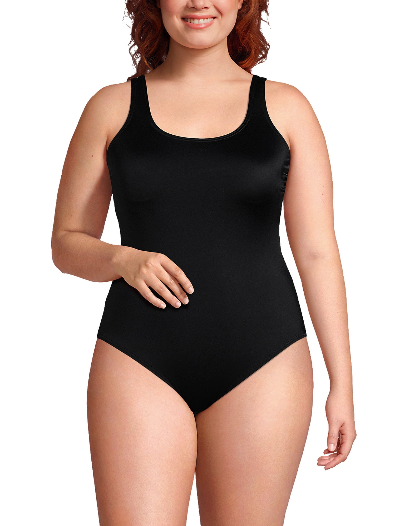 Lands' End Women's Plus Size Chlorine Resistant High Leg Soft Cup