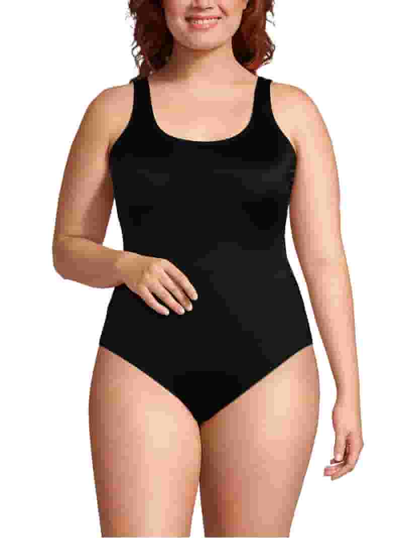 Lands' End Women's Plus Size Chlorine Resistant High Leg Soft Cup