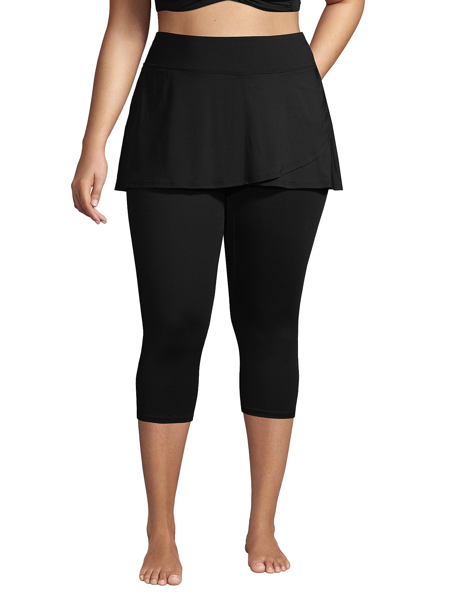 Lands End Women s Plus Size Chlorine Resistant High Waisted Modest Swim Leggings with UPF 50 Walmart