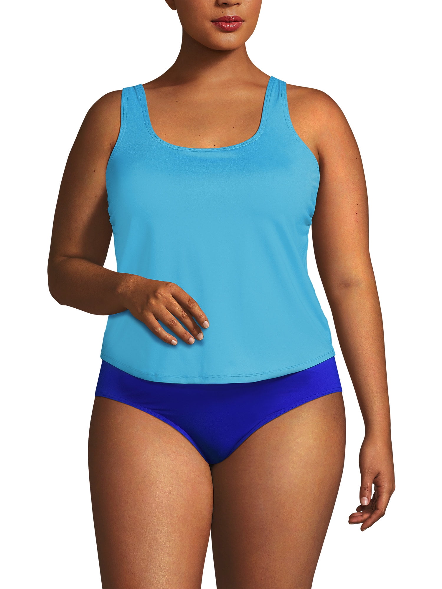 Swimsuits for All Women's Plus Size Chlorine Resistant Square Neck Tank One  Piece Swimsuit - 16, Purple