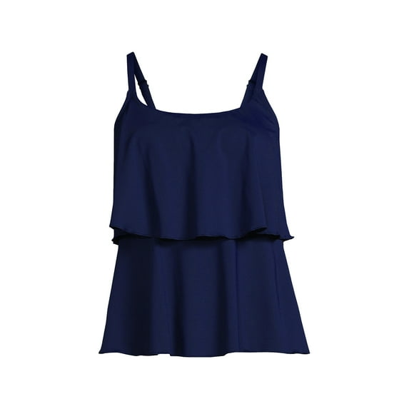 Lands' End Women's Plus Size Chlorine Resistant Scoop Neck Tiered Tankini Swimsuit Top