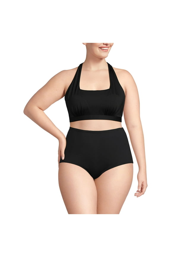 Women's Plus Size Chlorine Resistant Square Neck Halter Bikini Top