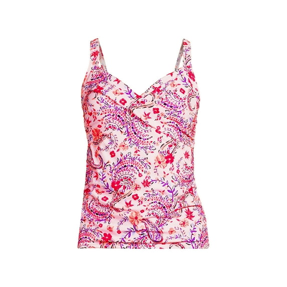 Lands' End Women's Plus Size Chlorine Resistant Wrap Underwire Tankini Swimsuit Top