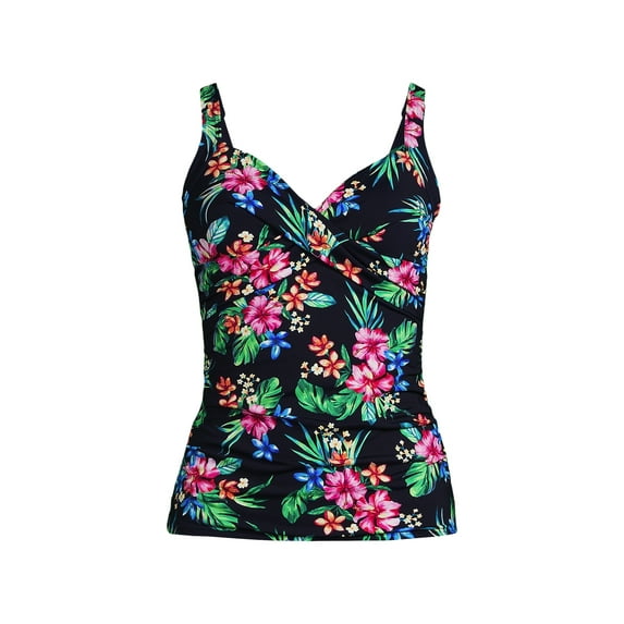 Lands' End Women's Plus Size Chlorine Resistant Wrap Underwire Tankini Swimsuit Top