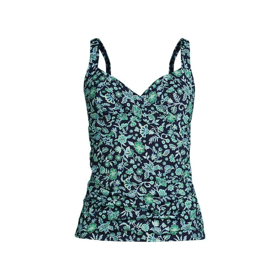 Lands' End Women's Plus Size Chlorine Resistant Wrap Underwire Tankini Swimsuit Top