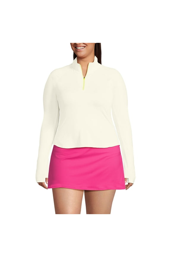 Women's Plus Size Cooling Quarter Zip Mock Neck UPF 50 Sun Protection Rash Guard
