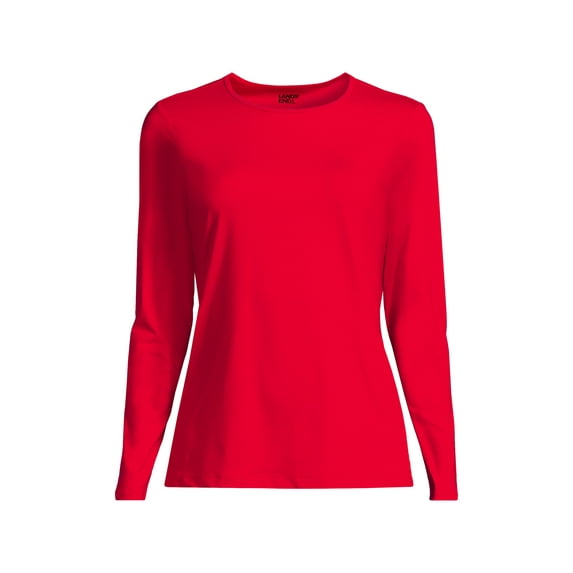 Lands' End Women's Plus Size Crew Neck Long Sleeve Rash Guard UPF 50 Sun Protection Swim Tee
