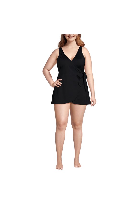 Women's Plus Size DD-Cup Side Tie Mini Swim Dress Swimsuit