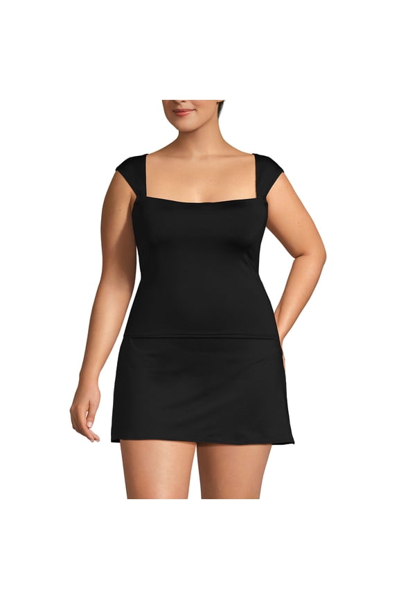 Women's Plus Size DD-Cup Square Neck Underwire Tankini Top