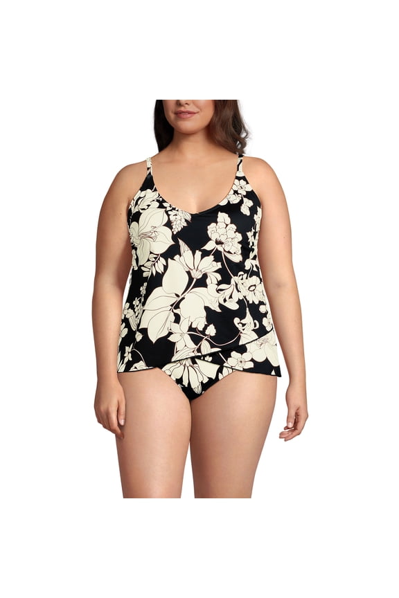 Women's Plus Size DD-Cup Tulip Hem Tankini Top