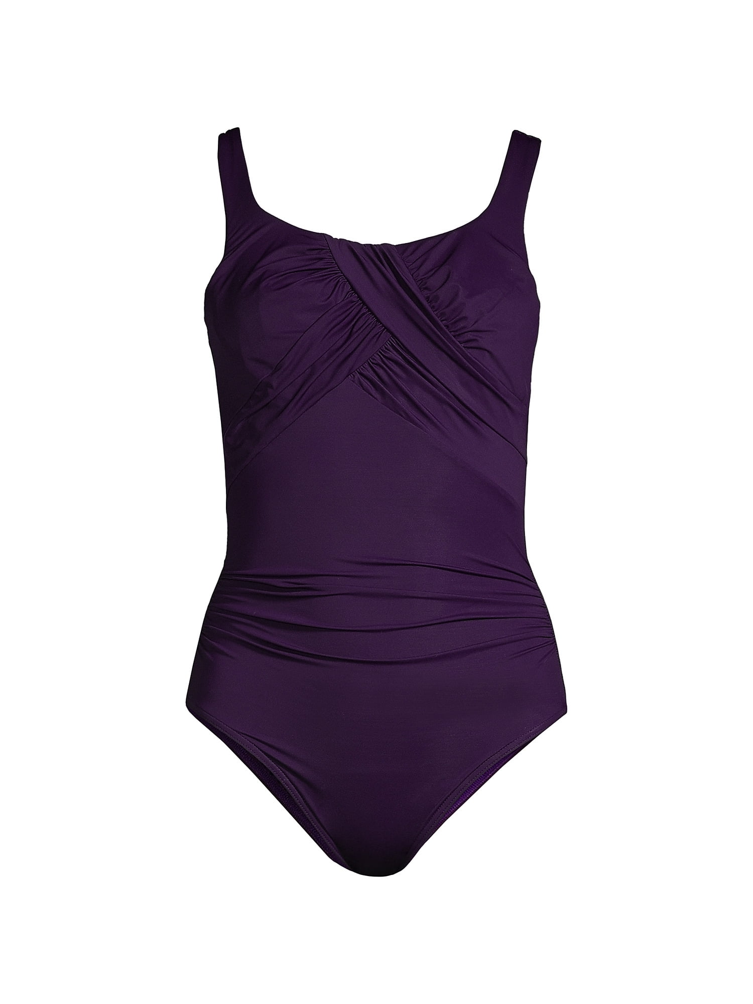Lands'End Women DDD-Cup Slender Carmela Swimsuit w/ Tummy Cntrl Grape 8  #477717