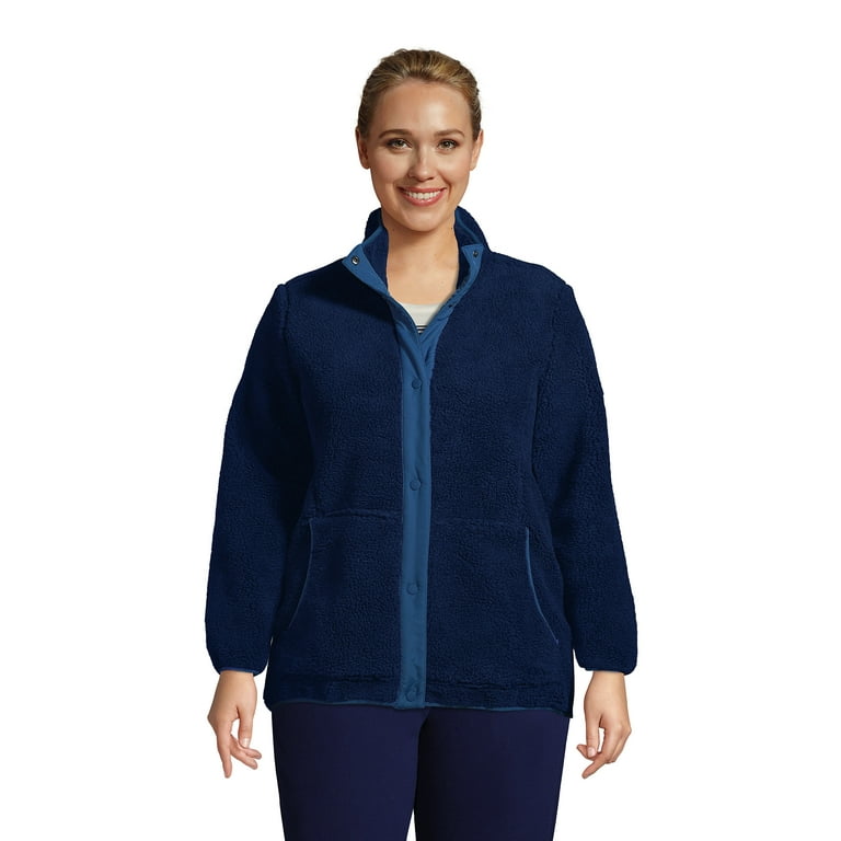 Lands End Women s Plus Size High Pile Fleece Jacket Walmart