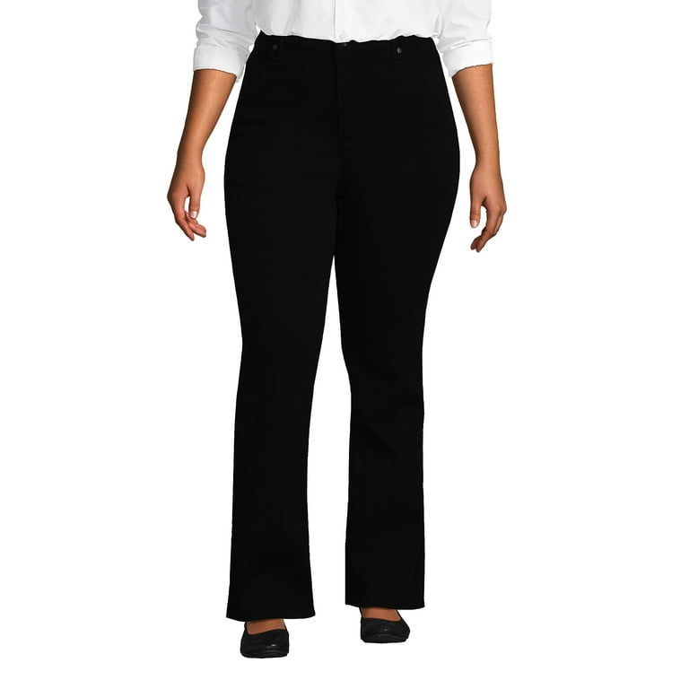 Lands End Women s Plus Size High Rise Bootcut Black Denim Jeans Walmart