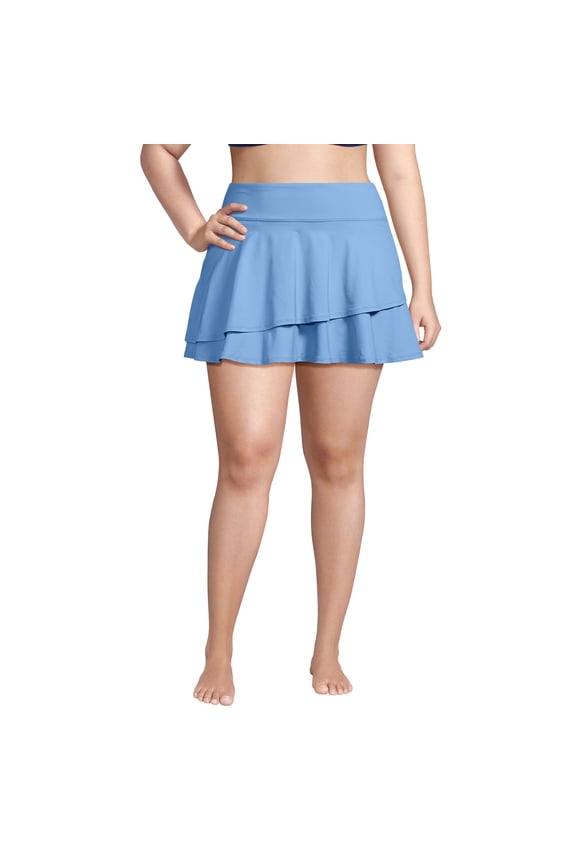 Women's Plus Size High Waisted Tulip Hem Swim Skort