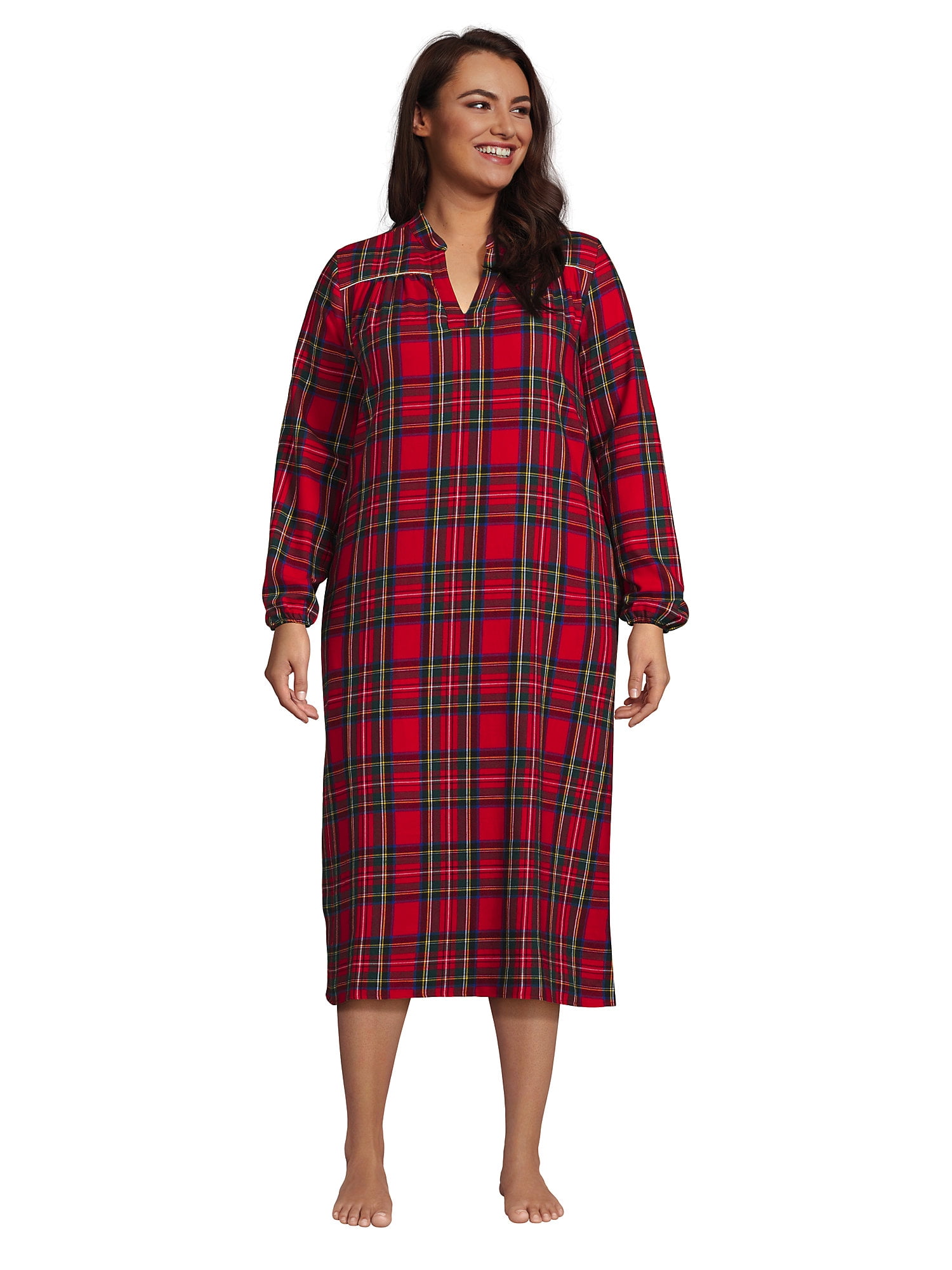 Lands' End Women's Plus Size Long Sleeve Flannel Nightgown