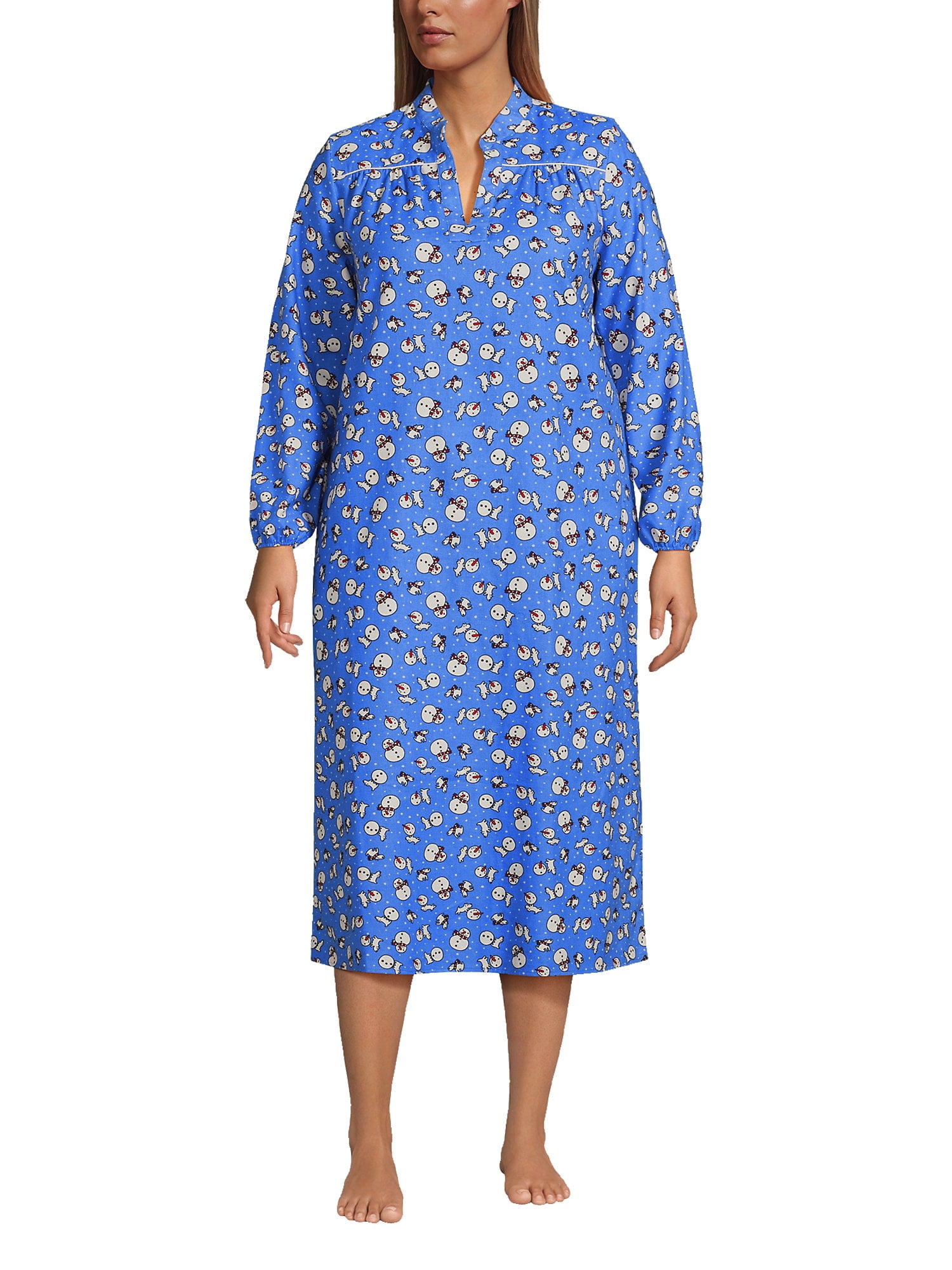 Lands' End Women's Plus Size Long Sleeve Flannel Nightgown