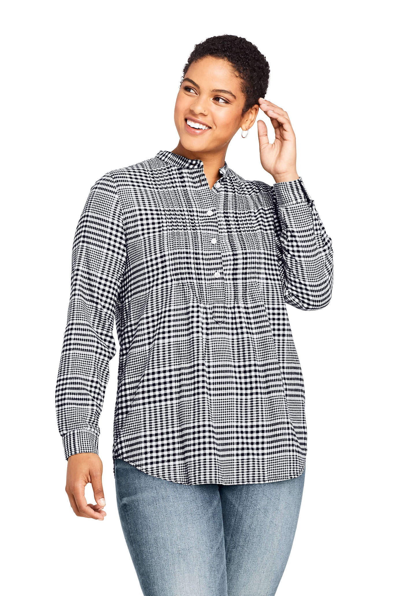 Lands' End Women's Plus Size Long Sleeve Flannel Tunic