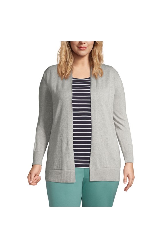 Women's Plus Size Long Sleeve Open Long Cardigan Sweater