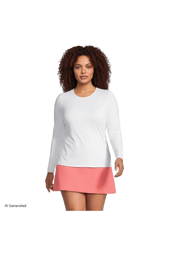 Women's Plus Size SunShade UPF 50 Long Sleeve Rash Guard Swim Tee