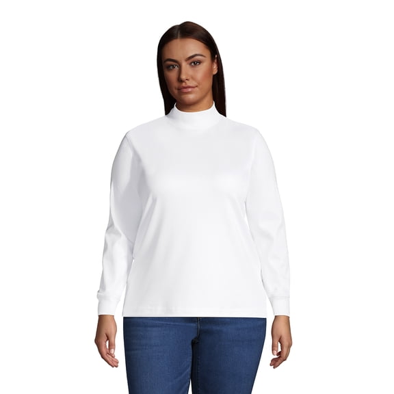 Lands' End Women's Plus Size Long Sleeve Supima Mock Turtleneck