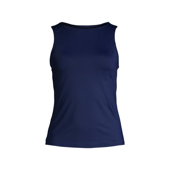 Lands' End Women's Plus Size Long Torso High Neck UPF 50 Modest Tankini Swimsuit Top