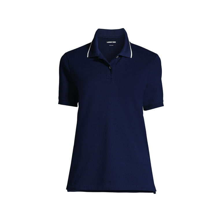 Lands End Women s Plus Size Mesh Cotton Short Sleeve Polo Shirt Walmart