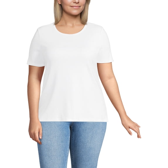 Lands' End Women's Plus Size Micro Rib T-Shirt