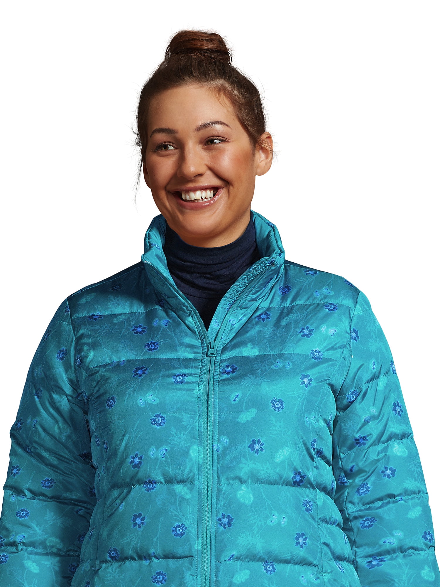 Lands' End Women's Plus Size Petite Down Winter Puffer Jacket Print