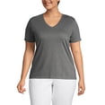 thumbnail image 1 of Lands' End Women's Plus Size Relaxed Supima Cotton V-Neck T-Shirt, 1 of 5