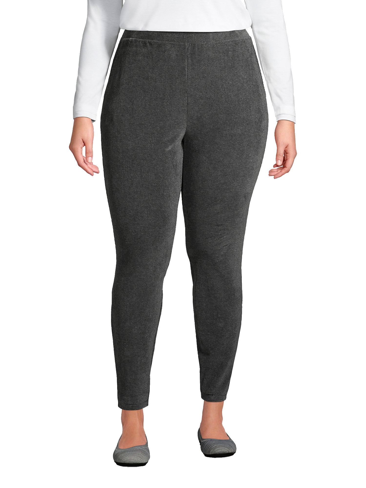 Lands' End Women's Plus Size Sport Knit High Rise Corduroy Leggings