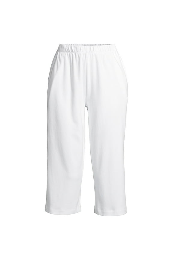 Women's Plus Size Sport Knit High Rise Elastic Waist Capri Pants