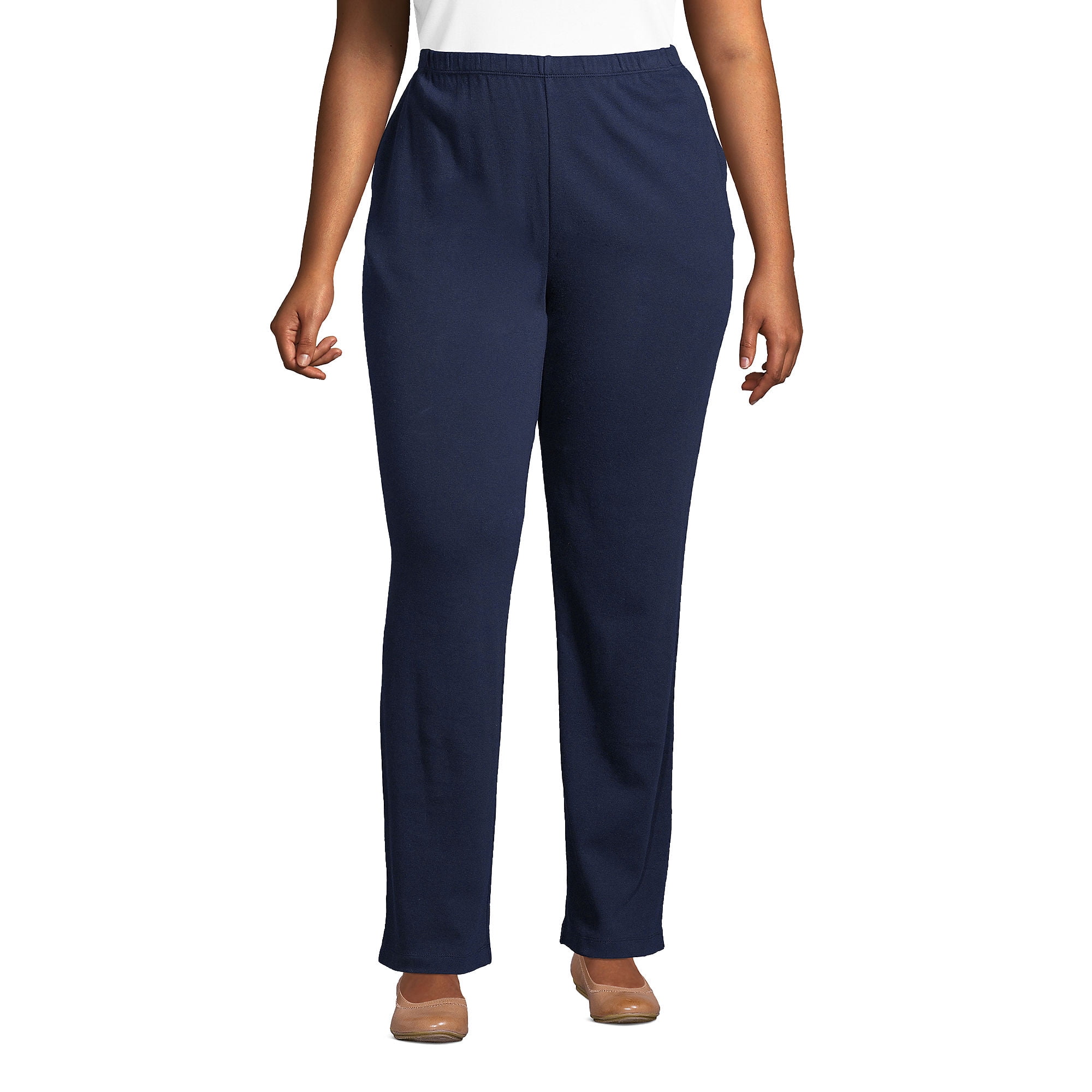 Lands' End Women's Plus Size Sport Knit High Rise Pants