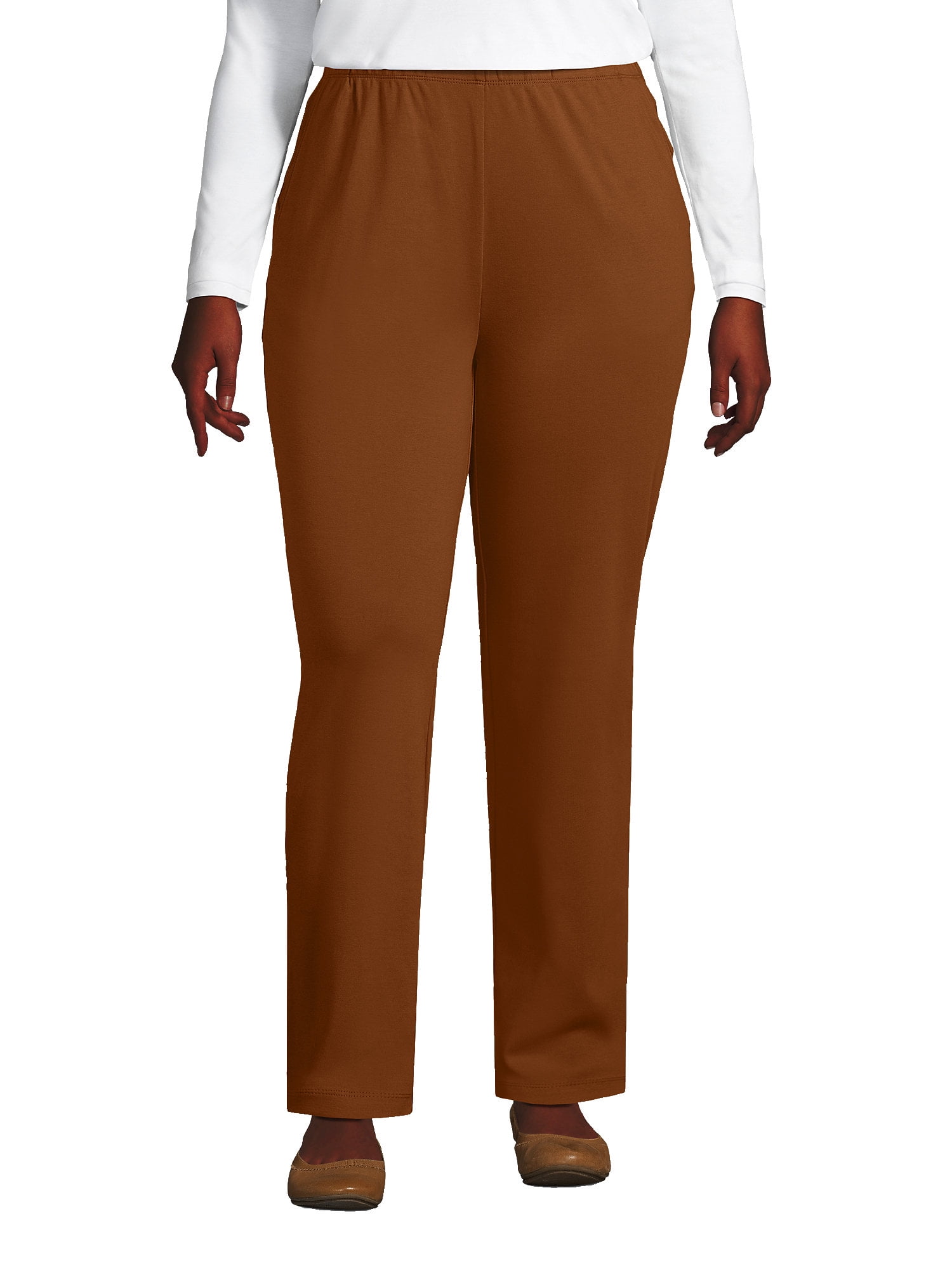 Lands End Women s Plus Size Sport Knit High Rise Elastic Waist Pants Walmart