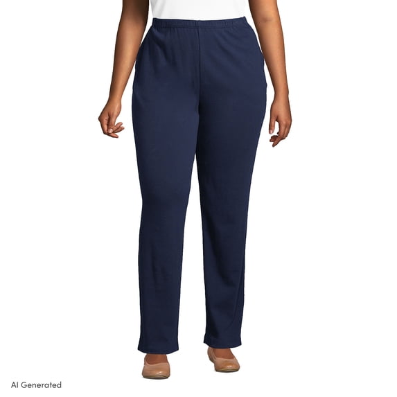 Lands' End Women's Plus Size Sport Knit High Rise Pants