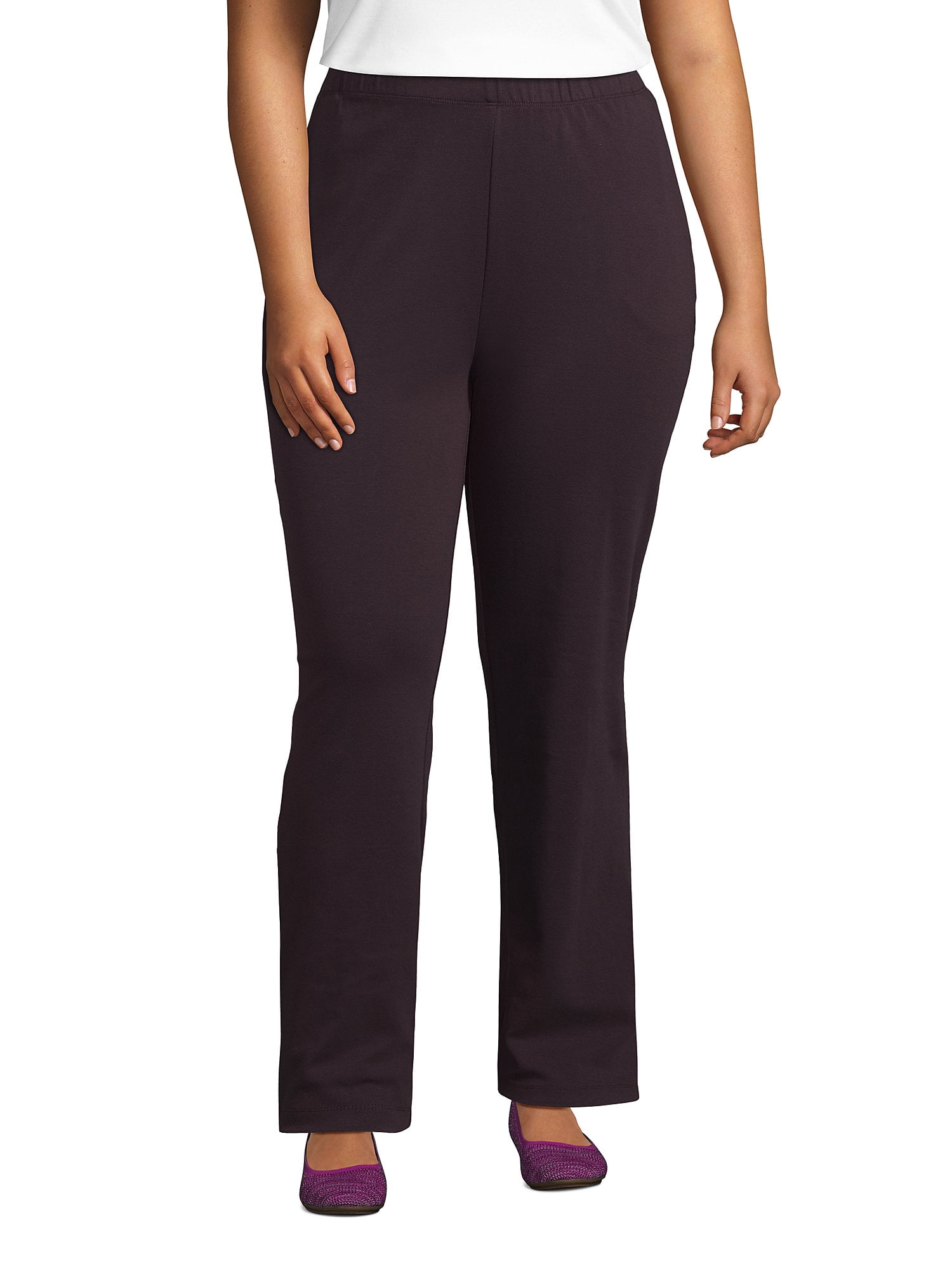 Lands' End Women's Plus Size Sport Knit High Rise Elastic Waist Pull On