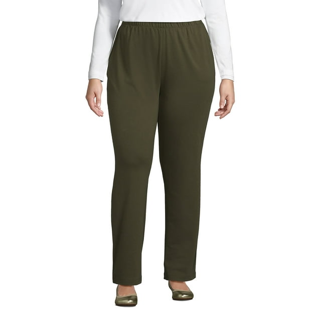 Lands' End Women's Plus Size Sport Knit High Rise Elastic Waist Pull On
